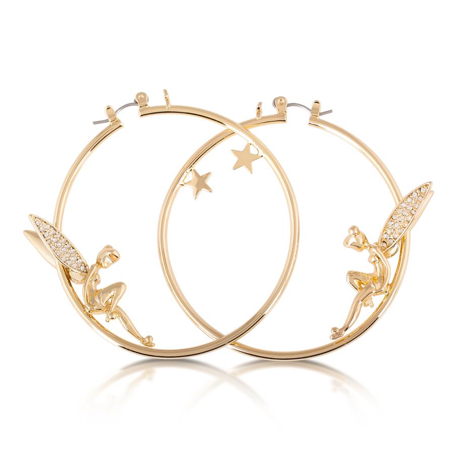 Tinkerbell Yellow Gold Plated Hoop Earrings